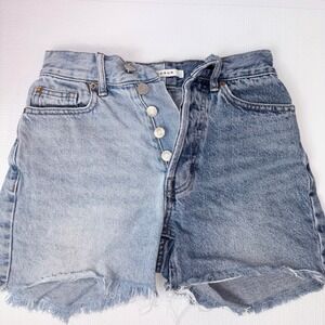 Pacsun Denim Shorts Girls Junior Size 22 90s Girlfriend Two Tone High Button Fly